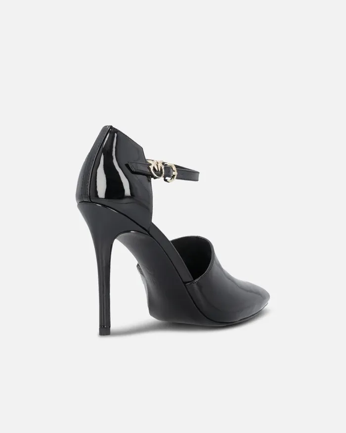 Women Pumps Pinko Shiny Shoes With Heel And Front Strap Limo Black Women Pumps Pinko Shiny Shoes With Heel And Front Strap Limo Black