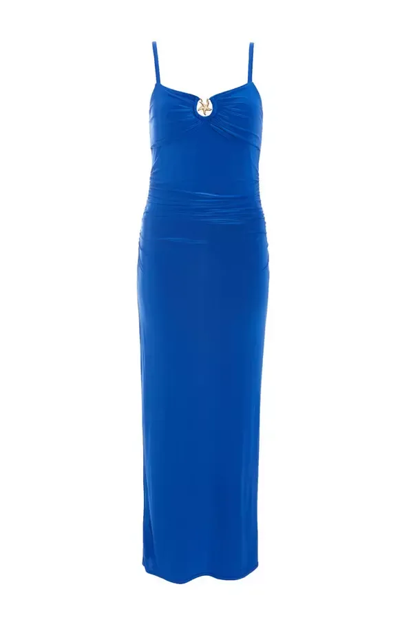 Women Royal Blue Ruched Maxi Dress Quiz Clothing Dresses