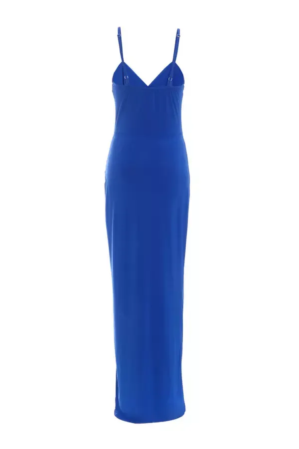 Women Royal Blue Wrap Maxi Dress Quiz Clothing Dresses