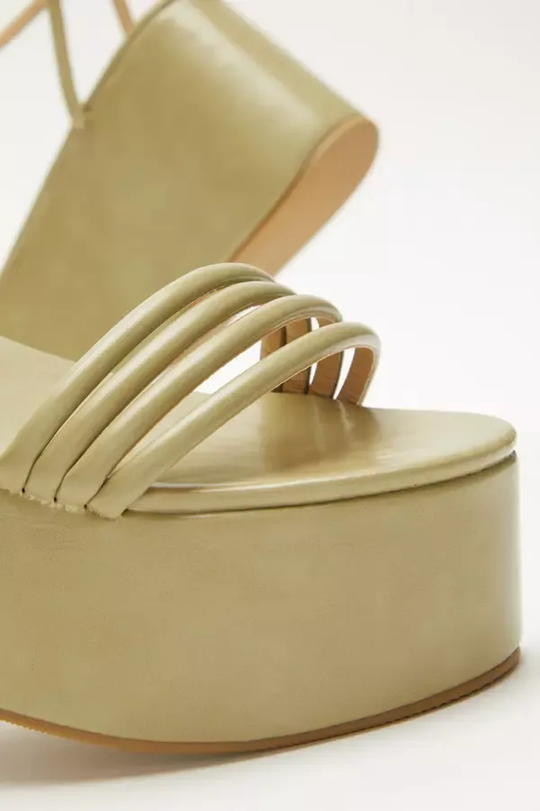 Women Sage Faux Leather Flatform Wedge Quiz Clothing Sandals