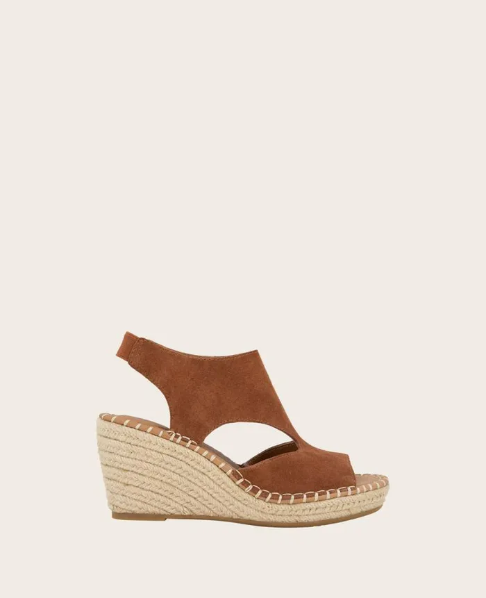 Women Sandals and Wedges Kenneth Cole GENTLE SOULS Cody Suede Espadrille Wedge Luggage
