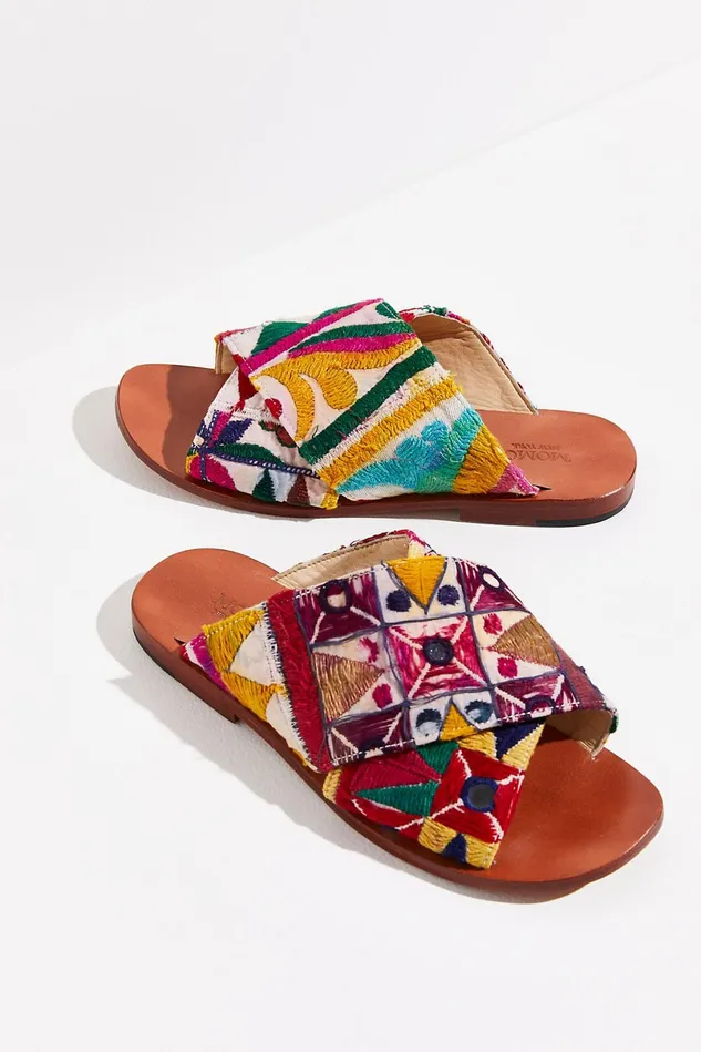 Women Sandals Free People Sunny Days SlipOn Sandals White Multi