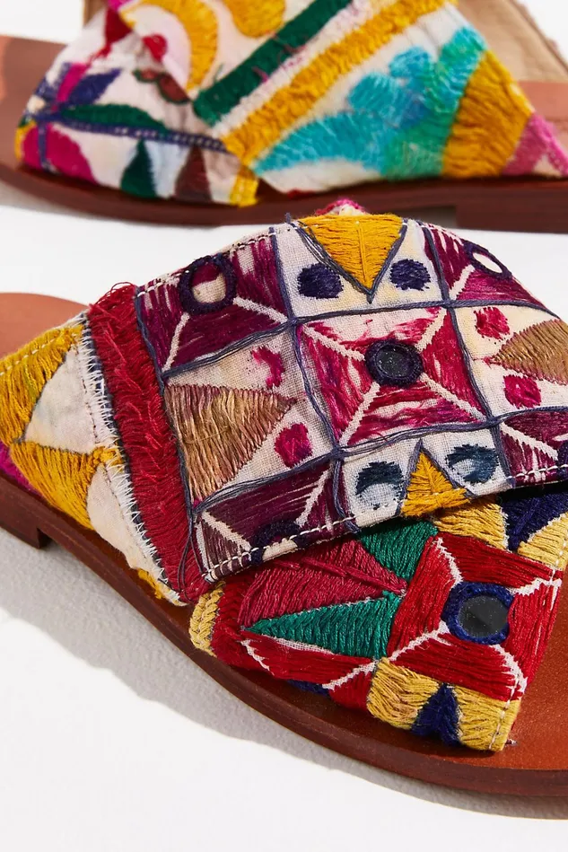 Women Sandals Free People Sunny Days SlipOn Sandals White Multi