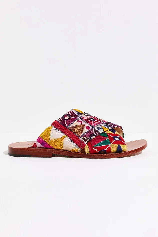 Women Sandals Free People Sunny Days SlipOn Sandals White Multi