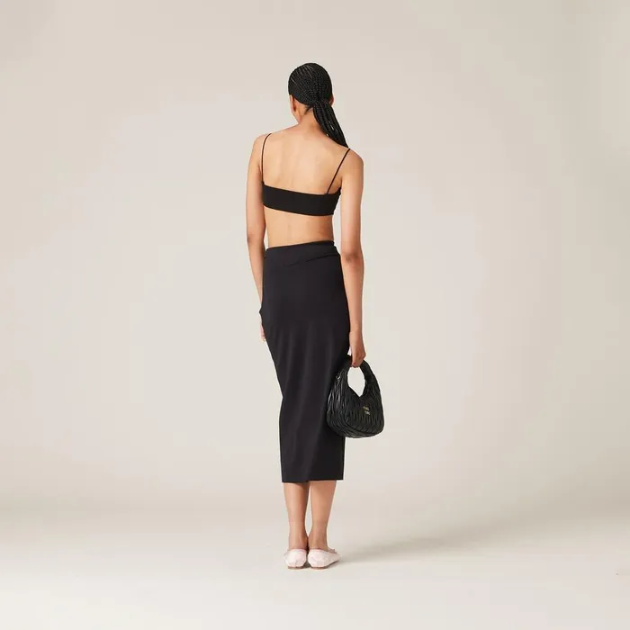 Women Shirts And Tops Miu Miu Stretch Jersey Top With Logo Black Women Shirts And Tops Miu Miu Stretch Jersey Top With Logo Black