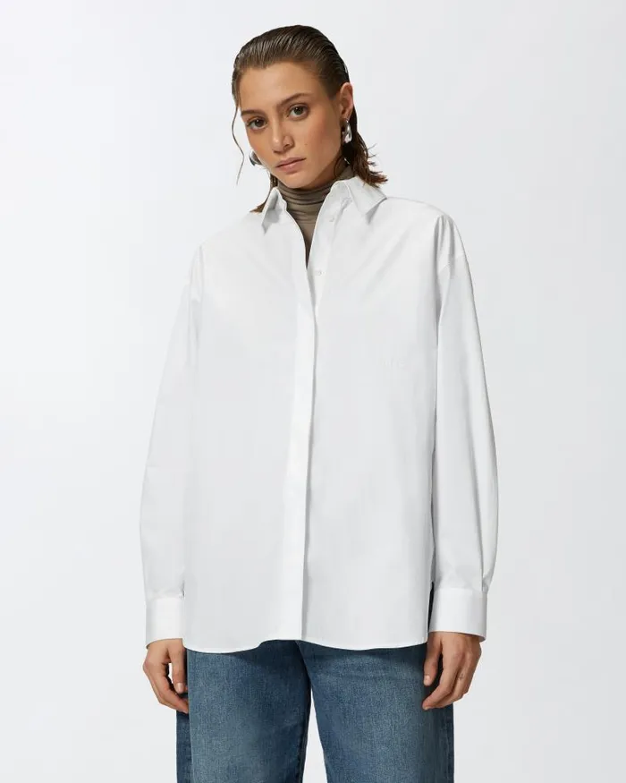 Women Shirts Pinko Oversize Poplin Shirt Bright White