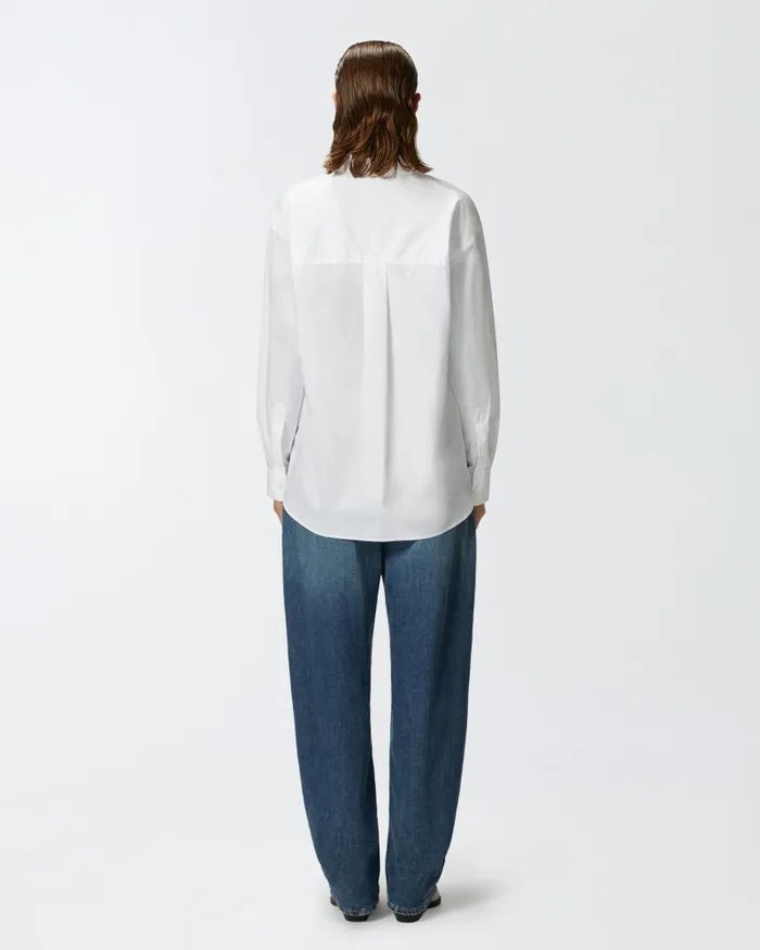 Women Shirts Pinko Oversize Poplin Shirt Bright White Women Shirts Pinko Oversize Poplin Shirt Bright White