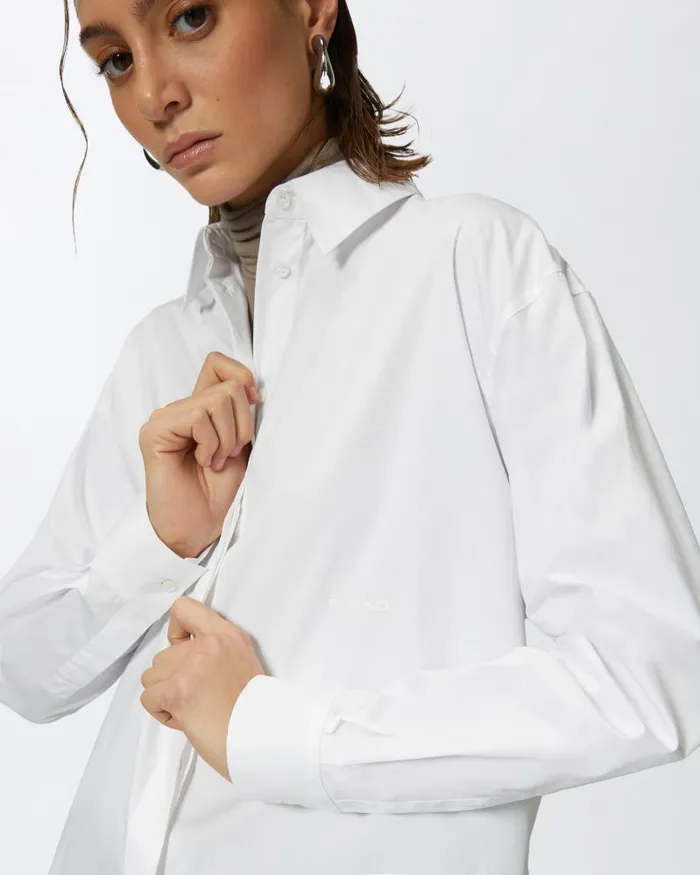 Women Shirts Pinko Oversize Poplin Shirt Bright White Women Shirts Pinko Oversize Poplin Shirt Bright White