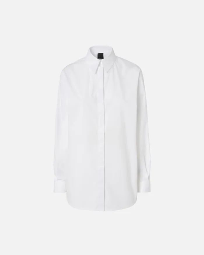 Women Shirts Pinko Oversize Poplin Shirt Bright White Women Shirts Pinko Oversize Poplin Shirt Bright White