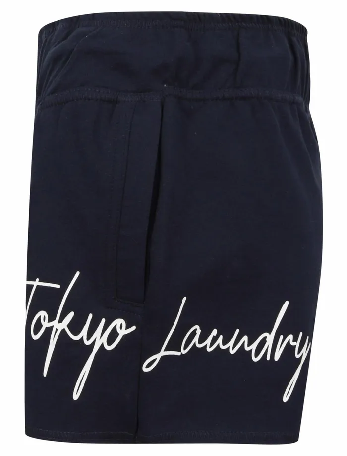 Women Shorts Tokyo Laundry Tilly Motif Loopback Fleece Sweat Shorts In Peacoat Blue 8211 Tokyo Laundry Peacoat Blue