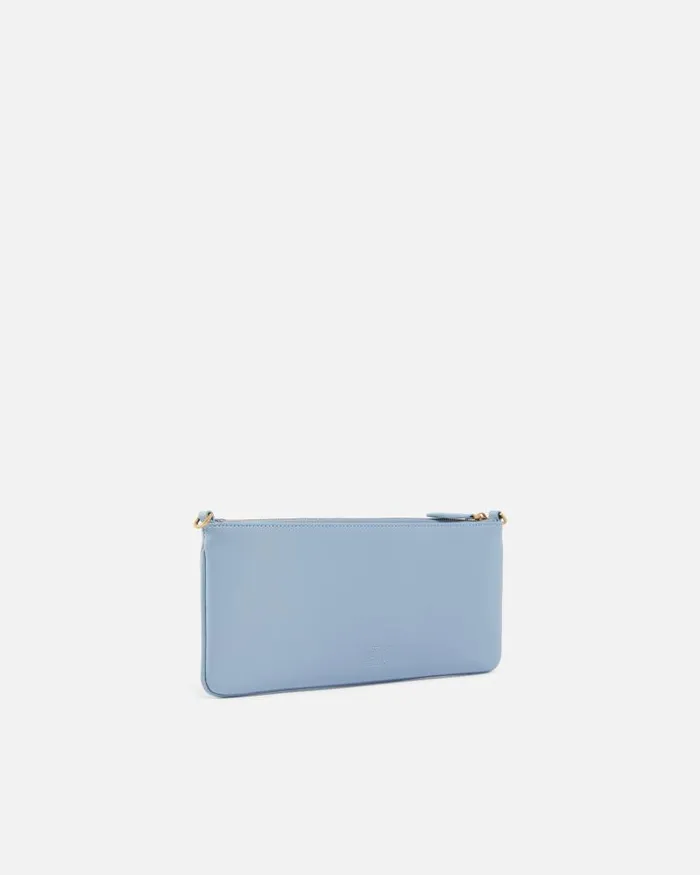 Women Shoulder Bags Pinko Horizontal Flat Bag In Leather Lightblueantique Gold Women Shoulder Bags Pinko Horizontal Flat Bag In Leather Lightblueantique Gold