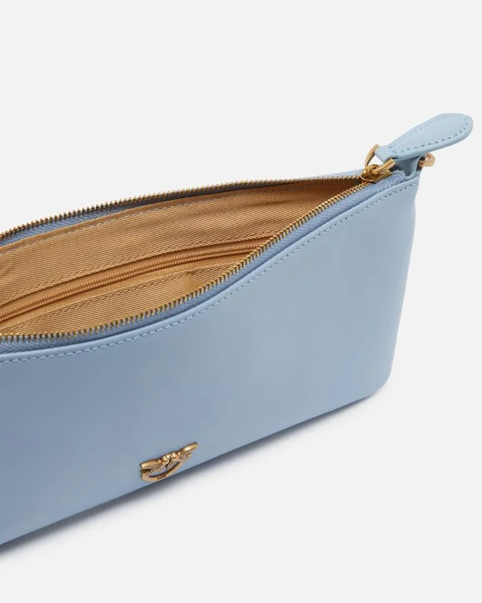 Women Shoulder Bags Pinko Horizontal Flat Bag In Leather Lightblueantique Gold Women Shoulder Bags Pinko Horizontal Flat Bag In Leather Lightblueantique Gold