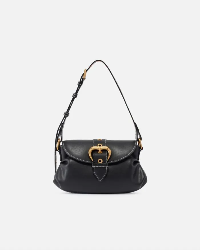 Women Shoulder Bags Pinko Jolene Small Shoulder Bag With Metal Strap Blackantique Gold
