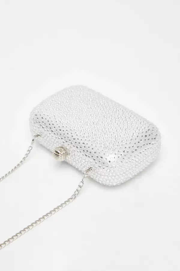 Women Silver Embellished Box Bag Quiz Clothing Bags