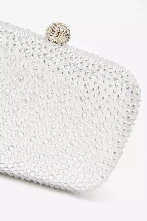 Women Silver Embellished Box Bag Quiz Clothing Bags