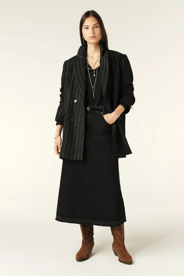 Women Skirts and Shorts Baandsh Denim Midi Skirt Volentia Black