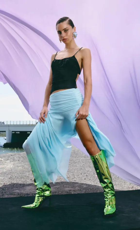 Women Skirts Bec Bridge ELZETTE ASYM MIDI SKIRT 8211 DOLPHIN BLUE