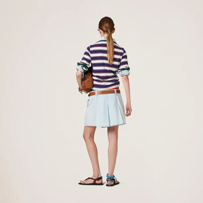 Women Skirts Miu Miu Pleated Chambray Skirt Light Blue Women Skirts Miu Miu Pleated Chambray Skirt Light Blue