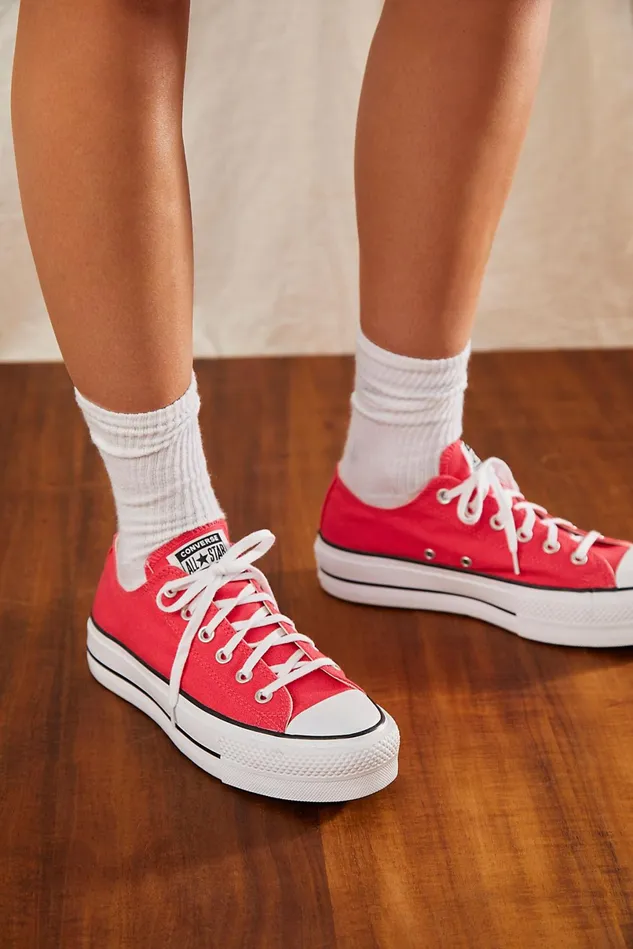 Women Sneakers Free People Chuck Taylor All Star Lift Sneakers Carmine Pink White Black