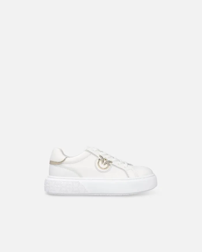Women Sneakers Pinko Highsoled Flatform Sneakers With Metal Logo Whiteplatinum