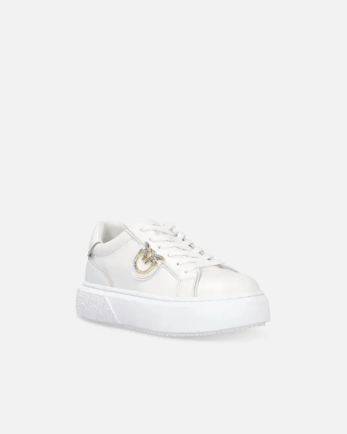 Women Sneakers Pinko Highsoled Flatform Sneakers With Metal Logo Whiteplatinum Women Sneakers Pinko Highsoled Flatform Sneakers With Metal Logo Whiteplatinum