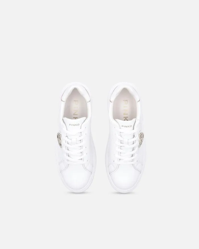 Women Sneakers Pinko Highsoled Flatform Sneakers With Metal Logo Whiteplatinum Women Sneakers Pinko Highsoled Flatform Sneakers With Metal Logo Whiteplatinum