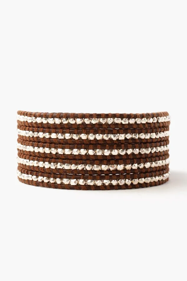 Women Sterling Silver Wrap Bracelet Brown Chan Luu Bracelets