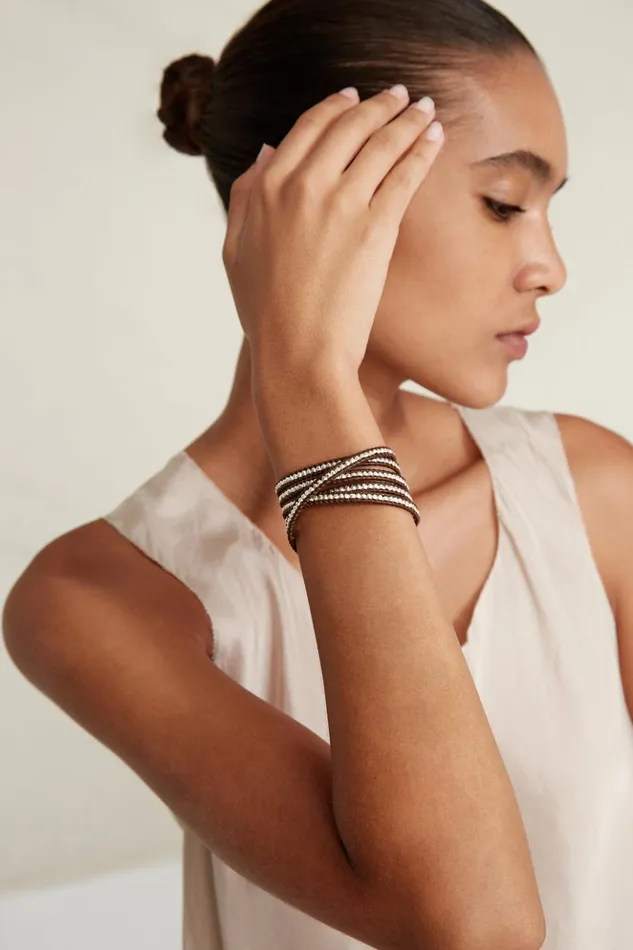Women Sterling Silver Wrap Bracelet Brown Chan Luu Bracelets