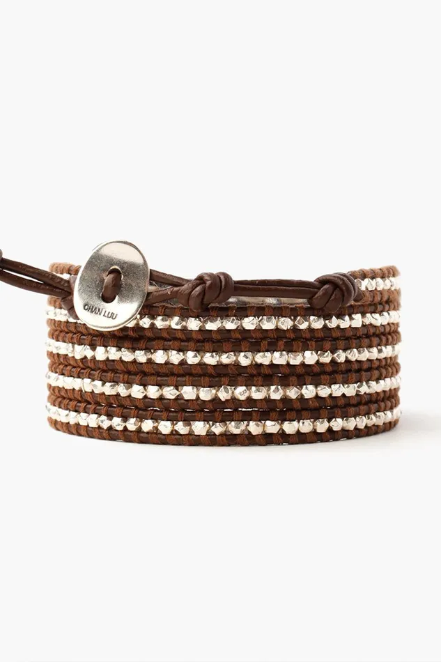 Women Sterling Silver Wrap Bracelet Brown Chan Luu Bracelets