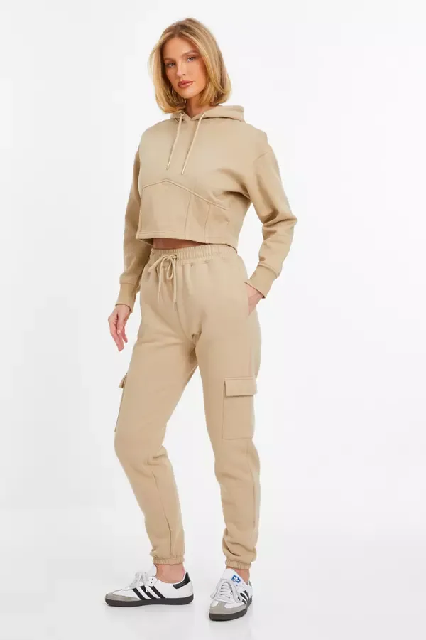 Women Stone Fleece Cargo Joggers Quiz Clothing Casual Clothing