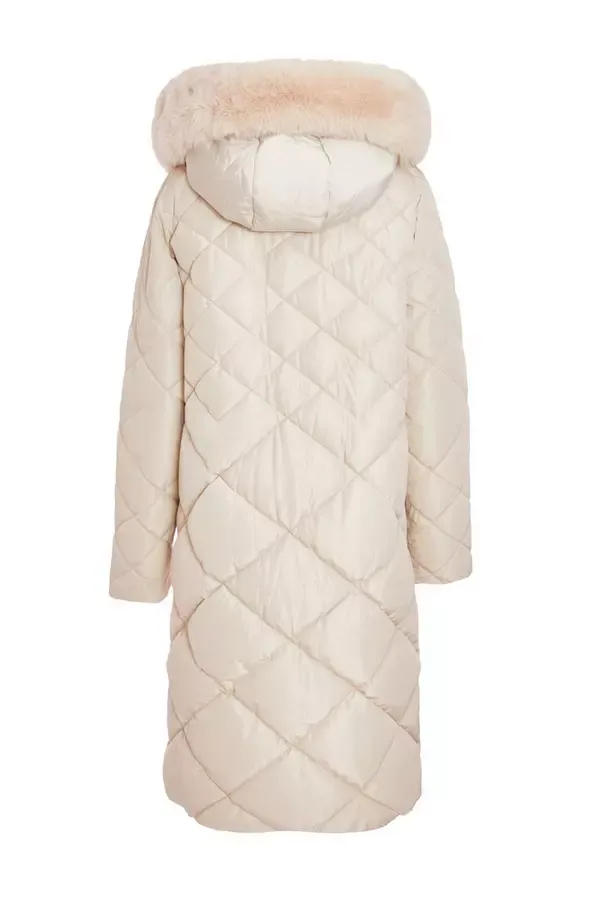 Women Stone Quilted Long Parka Quiz Clothing Jackets and Coats