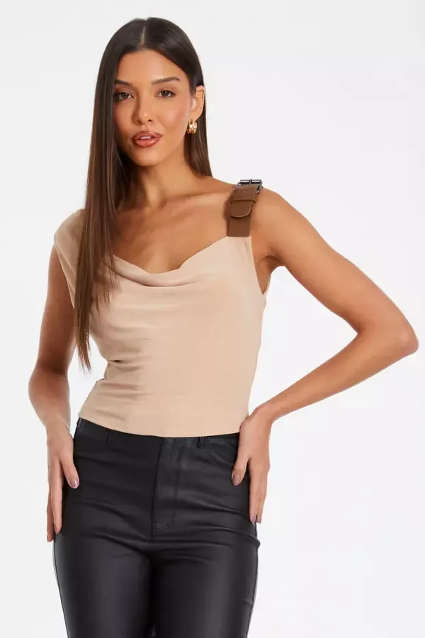 Women Stone Ruched Sleeveless Crop Top Quiz Clothing Casual Clothing