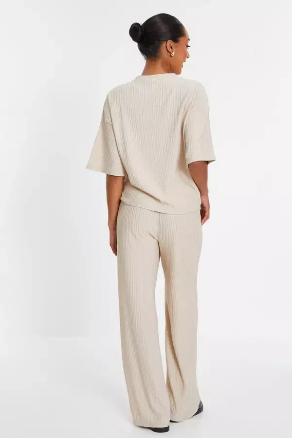 Women Stone Textured Palazzo Trousers Quiz Clothing CoOrds