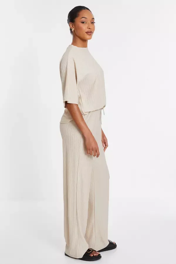 Women Stone Textured Palazzo Trousers Quiz Clothing CoOrds