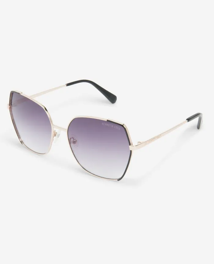 Women Sunglasses Kenneth Cole Metal Geometric Sunglasses Metallic