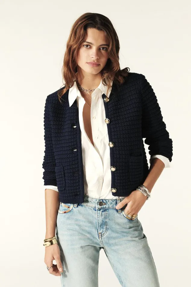 Women Sweaters and Cardigans Baandsh Decorative Knit Cardigan Gaspard OffWhite