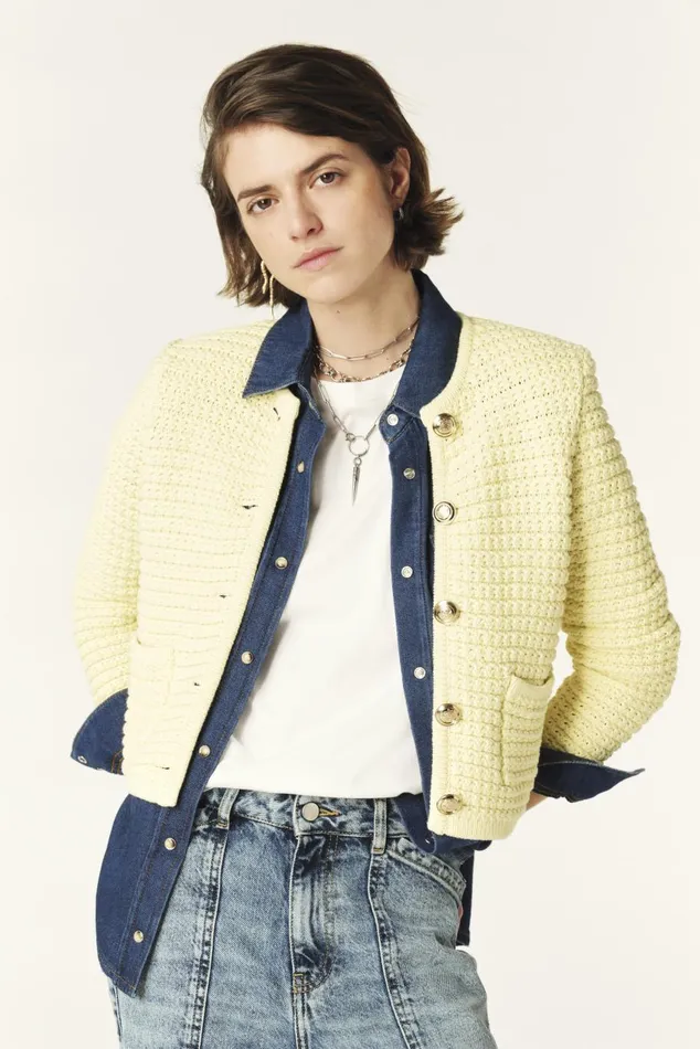 Women Sweaters and Cardigans Baandsh Decorative Knit Cardigan Gaspard OffWhite