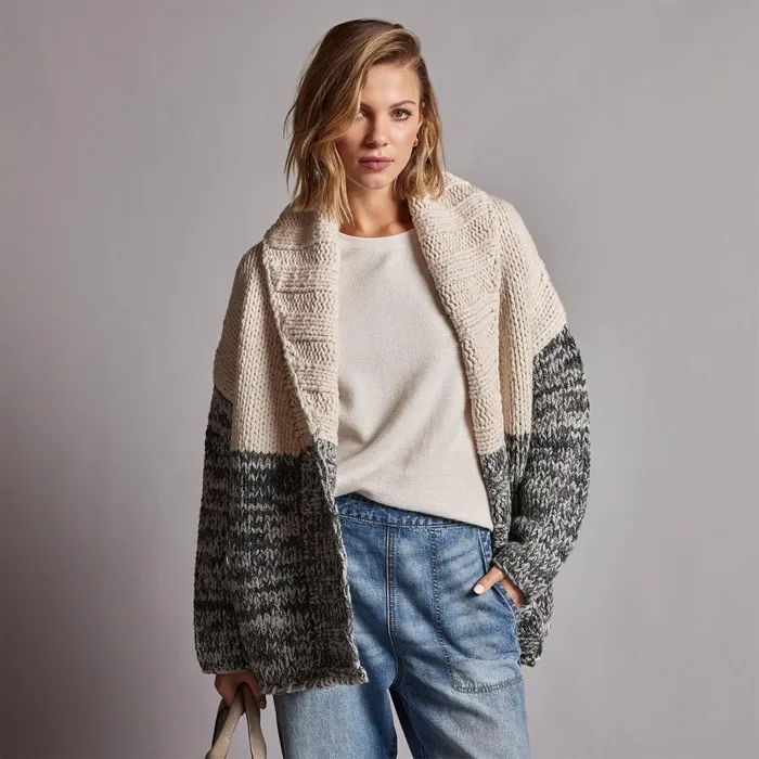Women Sweaters James Perse Chunky Knit Cardigan Ivorygrey Marl