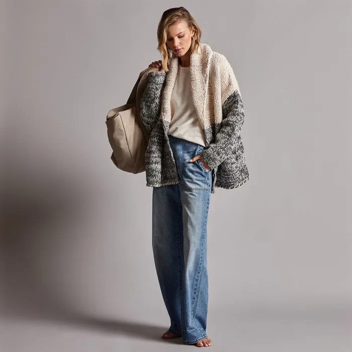 Women Sweaters James Perse Chunky Knit Cardigan Ivorygrey Marl