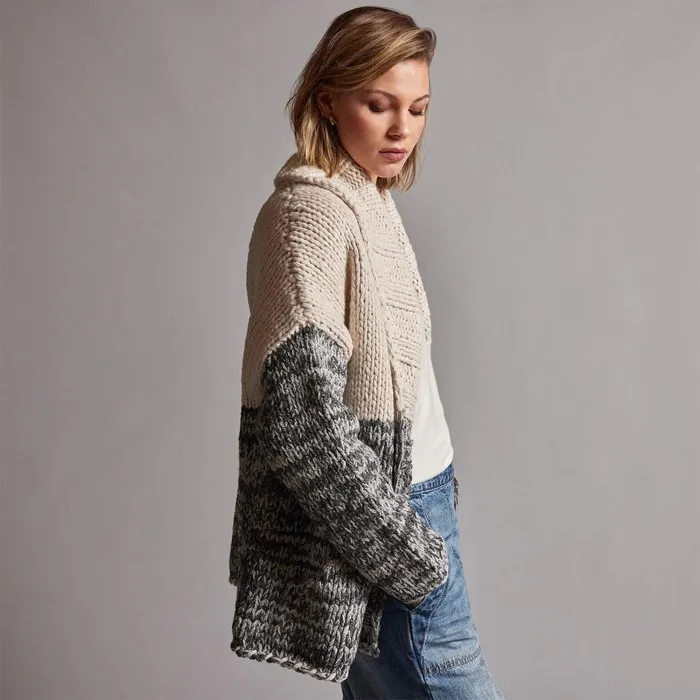 Women Sweaters James Perse Chunky Knit Cardigan Ivorygrey Marl