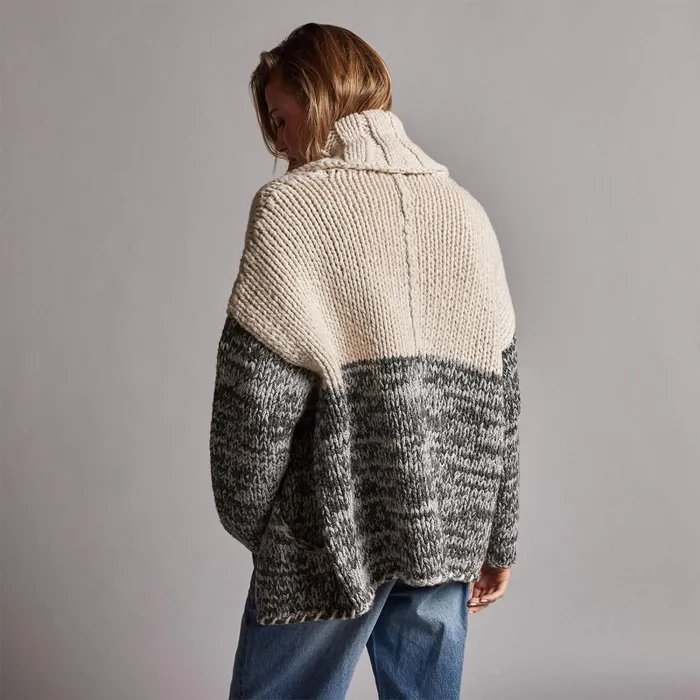 Women Sweaters James Perse Chunky Knit Cardigan Ivorygrey Marl