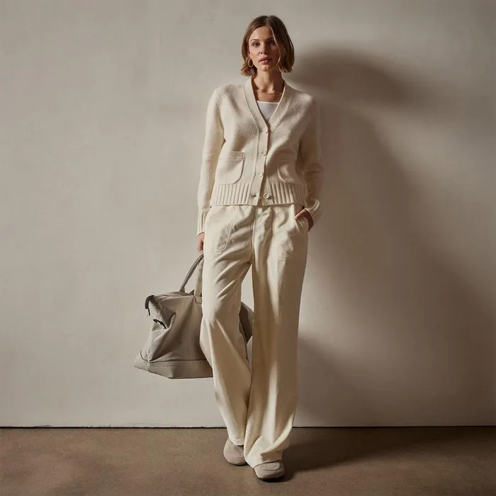 Women Sweaters James Perse Shrunken Recycled Cashmere Cardigan Ivory