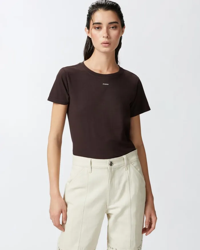 Women TShirt Pinko Tshirt Mini Logo PINKO Brown