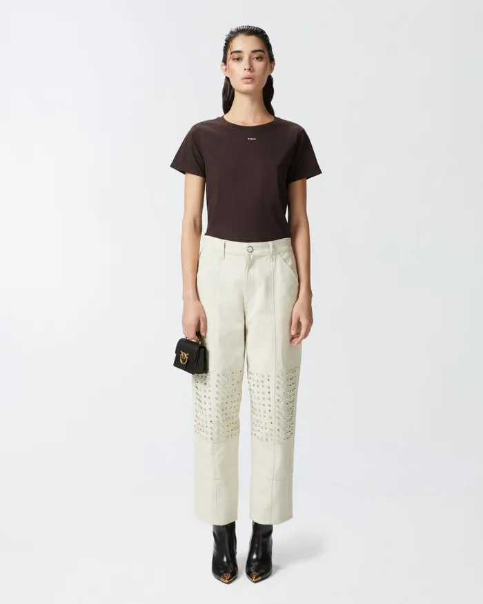 Women TShirt Pinko Tshirt Mini Logo PINKO Brown Women TShirt Pinko Tshirt Mini Logo PINKO Brown