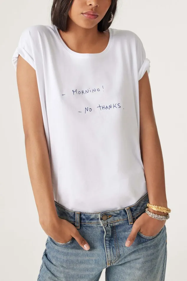 Women TShirts and Tank Tops Baandsh Message TShirt Irving White