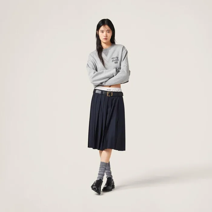 Women TShirts And Sweatshirts Miu Miu Cotton Fleece Sweatshirt Grey Women TShirts And Sweatshirts Miu Miu Cotton Fleece Sweatshirt Grey