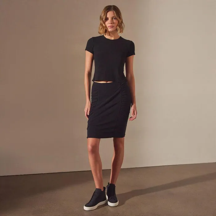 Women TShirts James Perse Brushed Jersey Cropped Tee Black