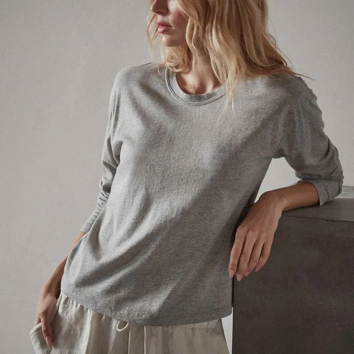Women TShirts James Perse Vintage Boxy Tee Heather Grey