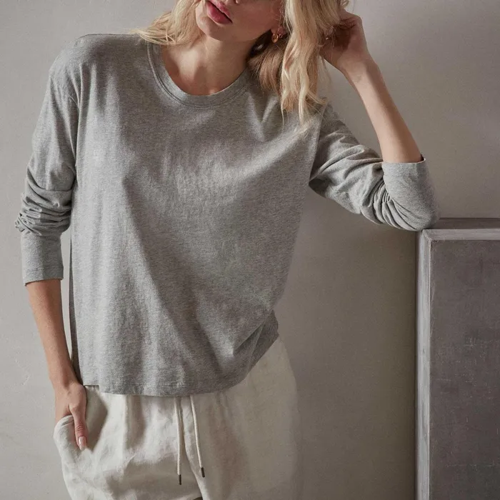 Women TShirts James Perse Vintage Boxy Tee Heather Grey