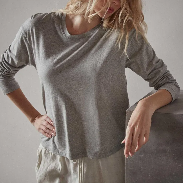 Women TShirts James Perse Vintage Boxy Tee Heather Grey